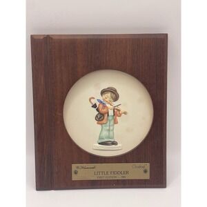 1984 Hummel by Goebel Little Music Makers Little Fiddler Mini Plate in Wood Fram